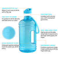 Bouteille d'eau motivante de 1 gallon, gourde portable - Bouteilles de shaker de sport et de fitness avec marqueur de temps, bouteille de gym anti-fuite