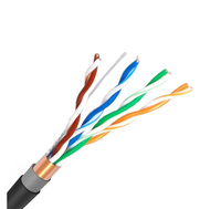 Kabel Jaringan CAT5E FTP Outdoor 4 Pasang Konduktor Solid Berlapis PVC PE Bersertifikasi CE CCA/BC Kabel Ethernet LAN