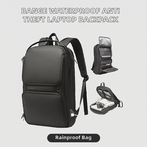 Bange Trendy Business Anti-Theft Men's Laptop <b>Backpack</b> with Zipper Closure Polyester Material Waterproof Design <b>Large</b> Capacity - Product Image 2