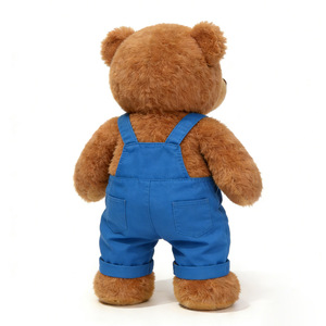 Ours en peluche personnalisé avec pantalon à bretelles bleu, jouet en peluche ours en peluche marron personnalisé - Product Image 5