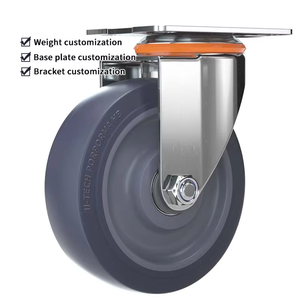 Roulettes pivotantes à charge élevée 3-5 pouces en caoutchouc TPR avec frein Total Lock, noyau en plastique gris, axe de 12 mm, robustes - Product Image 5