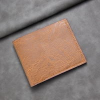 Dompet pendek kulit lembut pria, krfid RFID ramping pemegang kartu bisnis desainer, dompet koin, kartu kredit ID, klip uang