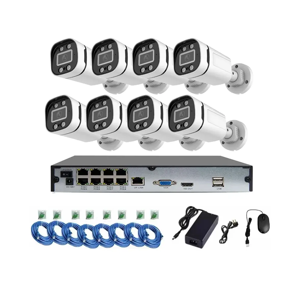 4K POE CCTV IP Camera with Audio Kit 8CH 8MP POE IP CCTV Surveillance System XMeye Pro Bullet POE IP Network Camera NVR Kit