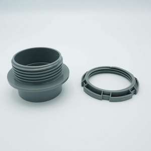 Raccord de tuyauterie industriel double à double prise filetée droite en PVC pour traversée de mur, 50A, Kansaikako P32-004, Japon - Product Image 2