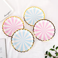 Assiette en papier à motif de pastèque en gros d'usine 7 pouces plateau à gâteau biodégradable écologique jetable assiette de fruits