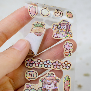 Rollo de Pegatinas Personalizadas Kawaii con Corte Kiss Cut y Purpurina, con Etiqueta Circular - Product Image 5