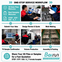 Service de moulage par injection Bairun, panneau plastique ignifuge, interrupteur UL94, OEM ABS PC PP, moulage plastique sur mesure, prises murales