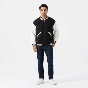 Cheap Price Custom 100% Cotton Stand Collar Front Logo Letterman Varsity <b>Jacket</b> <b>Men</b> Winter <b>Baseball</b> <b>Jacket</b> - Product Image 1