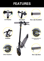 Trottinette électrique V8 350W d'usine d'origine pour adultes, autonomie de 30 km, vitesse de 25 km/h, batterie au lithium 36V 10.5Ah, pliable en alliage d'aluminium