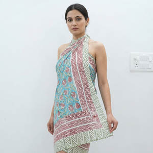 Indian Digital Print Floral Strapless Cotton Sarong <b>Beach</b> <b>Wrap</b> Lightweight Pareo Tropical Swim Cover up Resort Wear for Women - Product Image 1