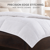 Couette toutes saisons 95% duvet d'oie blanc, taille Queen, chaleur toute l'année, en coton anti-déchirure, matelassée, vente en gros