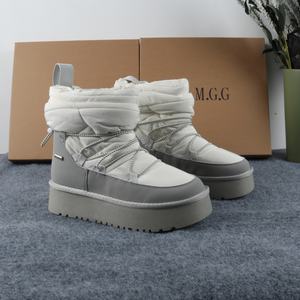 מגפי קרסול עמיד למים לנשים חדשות לנשים מגפי הבוהן סביב בד בד העליון שטוח <span class=keywords><strong>tpr</strong></span> מגפי שלג עם חורף חם - Product Image 4