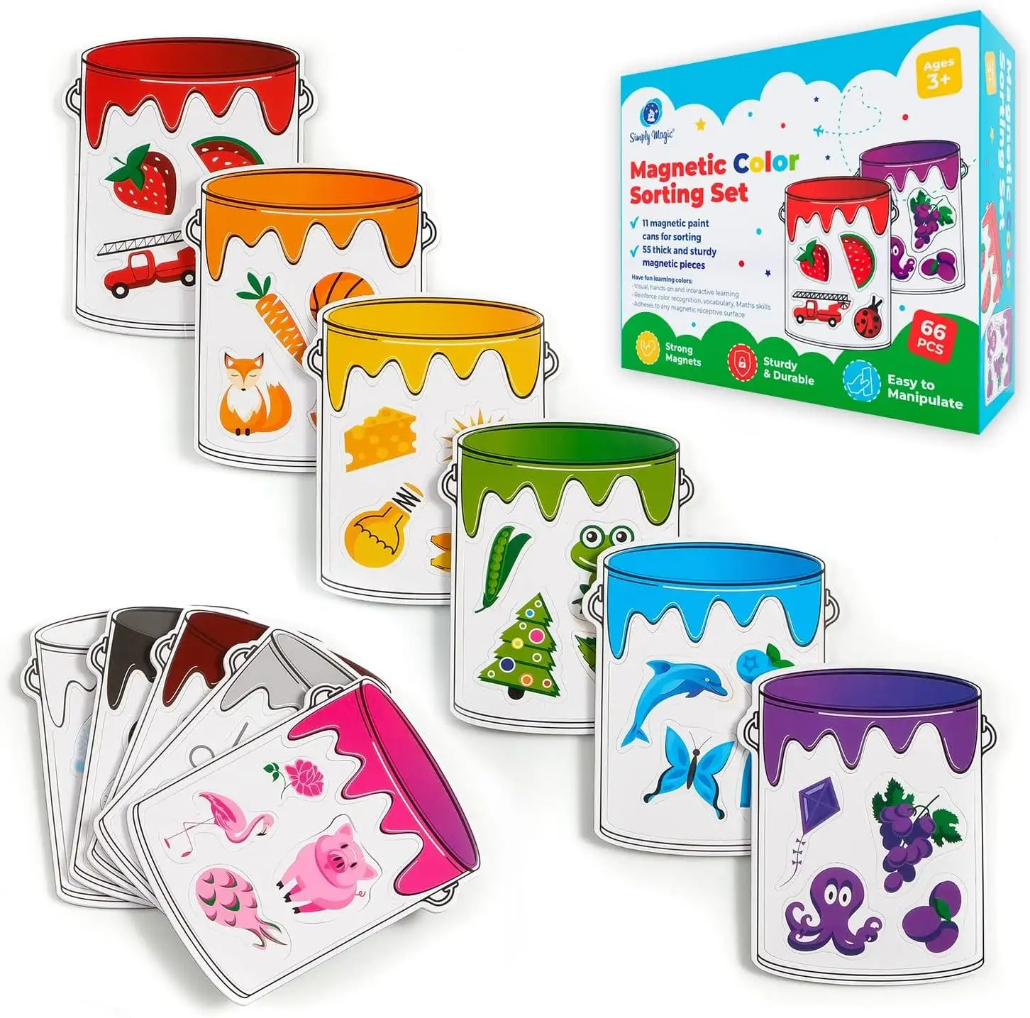 2024 Hot sale Magnetic Color Sorting Set Games Learning Recognition Color Shape Matching Fridge Magnets for Kids