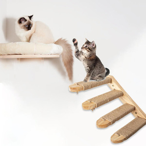 Escalera de madera para gatos de 4 niveles con cuerda de sisal, montada en la pared, rascador para gatos de interior. - Product Image 4
