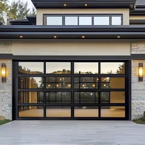 Porte de <span class=keywords><strong>garage</strong></span> sectionnelle moderne en aluminium et verre trempé avec télécommande pour usage résidentiel, porte automatique à ouverture par le haut - Product Image 1