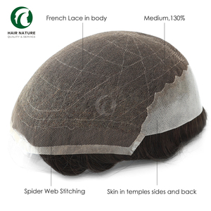 Parrucchino Q6 con Base in Pizzo e PU, Nodi Sbiancati Frontali, Densità 130%, Protesi Capillare Maschile, Sistema <span class=keywords><strong>di</strong></span> Sostituzione dei Capelli - Product Image 2