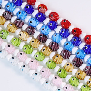Two-color hand-painted small fish beads, loose beads, glass beads, handmade DIY jewelry accessories, goldfish <b>phone</b> <b>chain</b> beads - Product Image 5