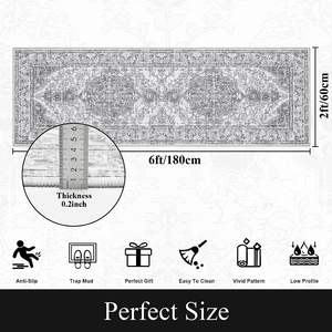 80x240cm tapis de couloir tapis de blanchisserie de ferme vintage tapis de <span class=keywords><strong>machine</strong></span> <span class=keywords><strong>à</strong></span> <span class=keywords><strong>laver</strong></span> tapis de zone tapis antidérapant lavable chemin d'entrée - Product Image 2