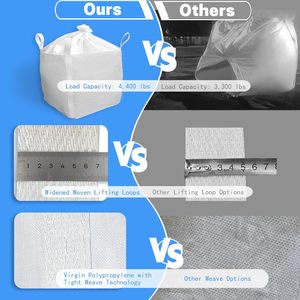 Sac en vrac Huamaohengchun - Capacité de 4400 lb, 35x35x43 pouces, Polypropylène (PP), Ouverture supérieure, Blanc, Rectangulaire, Réutilisable - Product Image 3