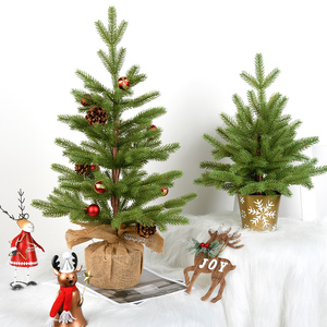 High Quality Pre-Lit Mini Christmas Desktop <b>Tree</b> <b>Ornament</b> Small PE Simulation Flocking Snow Bonsai Scene Layout Decoration - Product Image 1