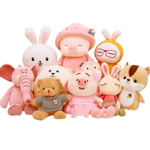 柔软可爱粉色毛绒独角兽玩具女孩，粉色毛绒动物独角兽软玩具