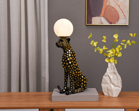 Art grandeur nature abstrait léopard Sculpture avec lampe animaux lampadaires salon hôtel Statue lumière décorative
