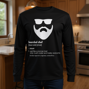 Camiseta de Chef con Barba de Manga Larga, Camiseta Promocional con Diseño de Barba para Cocineros - Product Image 3