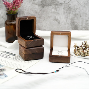 Proposal Jewelry <b>Box</b> Wedding Ring Walnut Chamfered Ring <b>Storage</b> <b>Box</b> <b>Small</b> Retro Portable <b>Storage</b> Wooden <b>Box</b> - Product Image 5