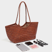 Sacs à main pour femmes en cuir véritable tissé, design élégant et moderne, grande capacité, sac fourre-tout durable et élégant pour un usage quotidien décontracté