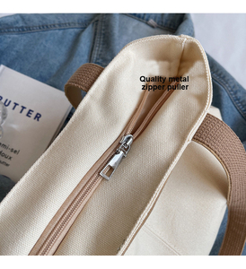 New Trendy Canvas Handbag Korean Large Capacity Simple Shoulder Tote Cross Body <strong>Bag</strong> Versatile Casual Out Going Women - Product Image 5