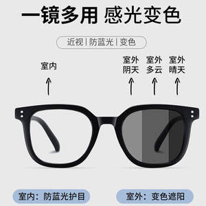 Lunettes photochromiques anti-lumière bleue avec protection UV400, monture ronde unisexe en PC, pour myopie - Product Image 2