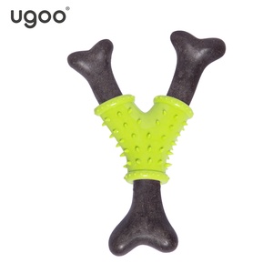 Giocattoli tpr da masticare per cani solidi durevoli colorati per cani + TPR giocattolo per la pulizia dentale a forma di Y Bone-Green/Black - Product Image 1
