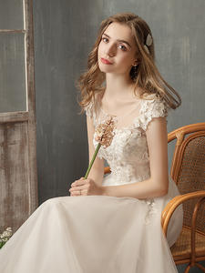 Drop Shipping 2025 New Floral Forest-Style French-Style Wedding Gown Ultra-<span class=keywords><strong>Fairy</strong></span> Simple A-Line Dress Petite Trailing <span class=keywords><strong>Tail</strong></span> for Dreamy Brides - Product Image 6