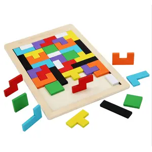 Mainan puzzle tangram kayu, mainan asah otak montessori kecerdasan, mainan pendidikan untuk balita anak
