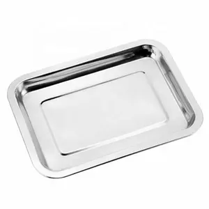 Stainless Steel 410 Rectangular Deep Plate Silver Stainless Plate Food Fruit Platters Serving Dish Kitchen food tray