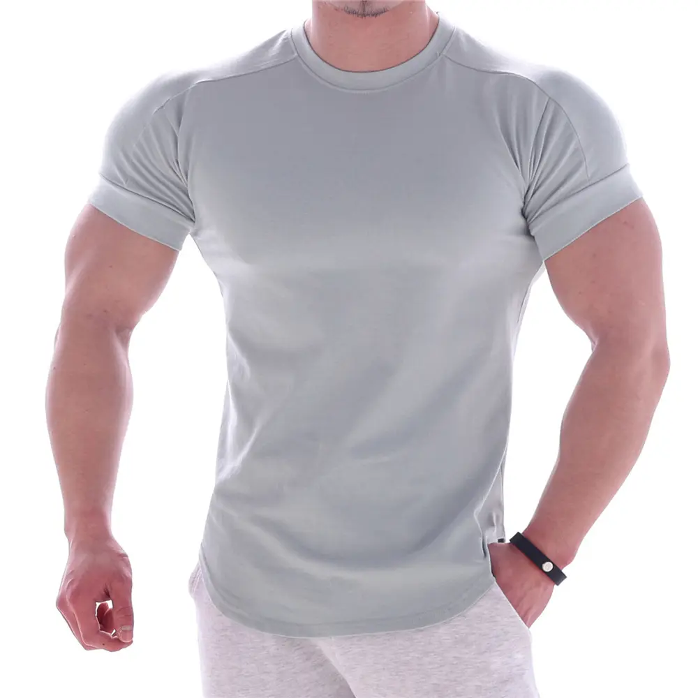 Hot Sell Schnellt rockn endes Polyester Athletic TShirt Weiche elastische Kurzarm Herren Plain Slim Fit T-Shirt Blank Gym Wear Sport T-Shirts