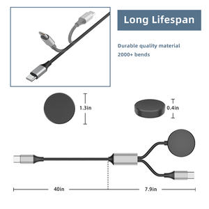 สายชาร์จเร็วแบบแม่เหล็ก USB C <span class=keywords><strong>2</strong></span>-in-1 PD สำหรับนาฬิกา Samsung Galaxy Watch 8/7/6/6 Classic/5 - Product Image 3