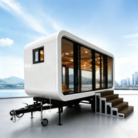 LEABON Maisonnette Modulaire Préfabriquée en Panneaux Composites d'Aluminium, Forme Pomme, Montée sur Remorque, Chambre Capsule Mobile