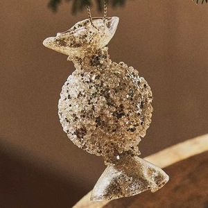 Adorno de cristal vintage con borde dorado y purpurina, con diseño de diamante, raya vertical, bola, estrella, piña, lentejuela, caramelo y árbol de Navidad - Product Image 4