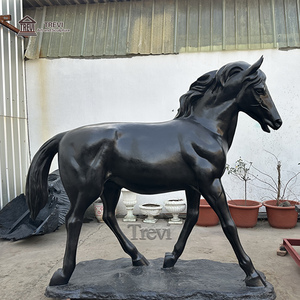 Patung Kuda Antik Perunggu Hitam Ukuran Asli Buatan Tangan TREVI untuk Dekorasi Luar Ruangan Peternakan/Kebun Binatang - Product Image 2