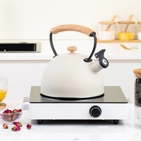 Bouilloire sifflante de cuisinière d'usine 2.5L en acier inoxydable couleur blanche bouilloire à thé sifflant pour cuisinières à induction ébullition de gaz
