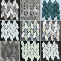 Dosseret de luxe Carrelage Feuille Forme Mosaïque Pierre Marbre Mur Art marbre mosaïque hôtel appartement mur décorer