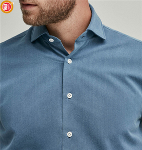 Chemises américaines en sergé de Denim bleu pour hommes, coupe Slim de haute qualité, personnalisées - Product Image 3