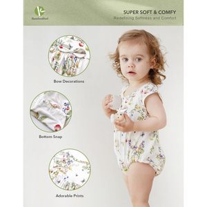 ชุดบอดี้สูทเด็กผู้หญิงแขนกุด แบรนด์ BambooBud ผลิตจากใยไผ่ ผ้าวิสโคสเนื้อนุ่ม แต่งระบาย  ไซส์ 0 เดือน-2 ปี - Product Image 2