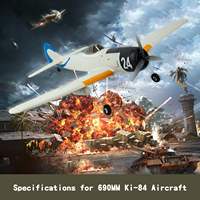 Ki-84 WW2 Fighter Jet Modèle d'avion à voilure fixe 690mm 4CH Rc Stunt Fighter 3D 6G Brushless EPP Mousse Planeur Avion Jouet avec Gyro