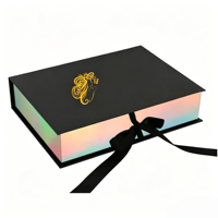 Boîte cadeau de luxe à fermeture magnétique avec logo personnalisé en relief, doublure en satin et impression quadricolore pour extensions de cheveux et perruques en cheveux naturels
