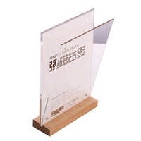 Support de menu magnétique en acrylique avec base en bois 5x7, porte-étiquette de prix