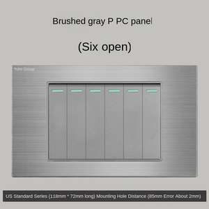 Interruptor de luz de pared gris cepillado, enchufe eléctrico de pared con luz, interruptor de pared de 1/2/3/4/5/6 vías - Product Image 4