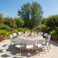 Table ronde pliante portable en plastique moderne de 6 pieds, blanche, pour banquet, mariage en plein air, hôpital et hôtel