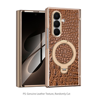 Étui de téléphone en cuir véritable de luxe avec support magnétique pour Samsung Fold 6 7 8 Flip 6 7 8